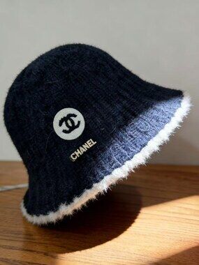 Chanel Shearling Trimmed Knit Beanie